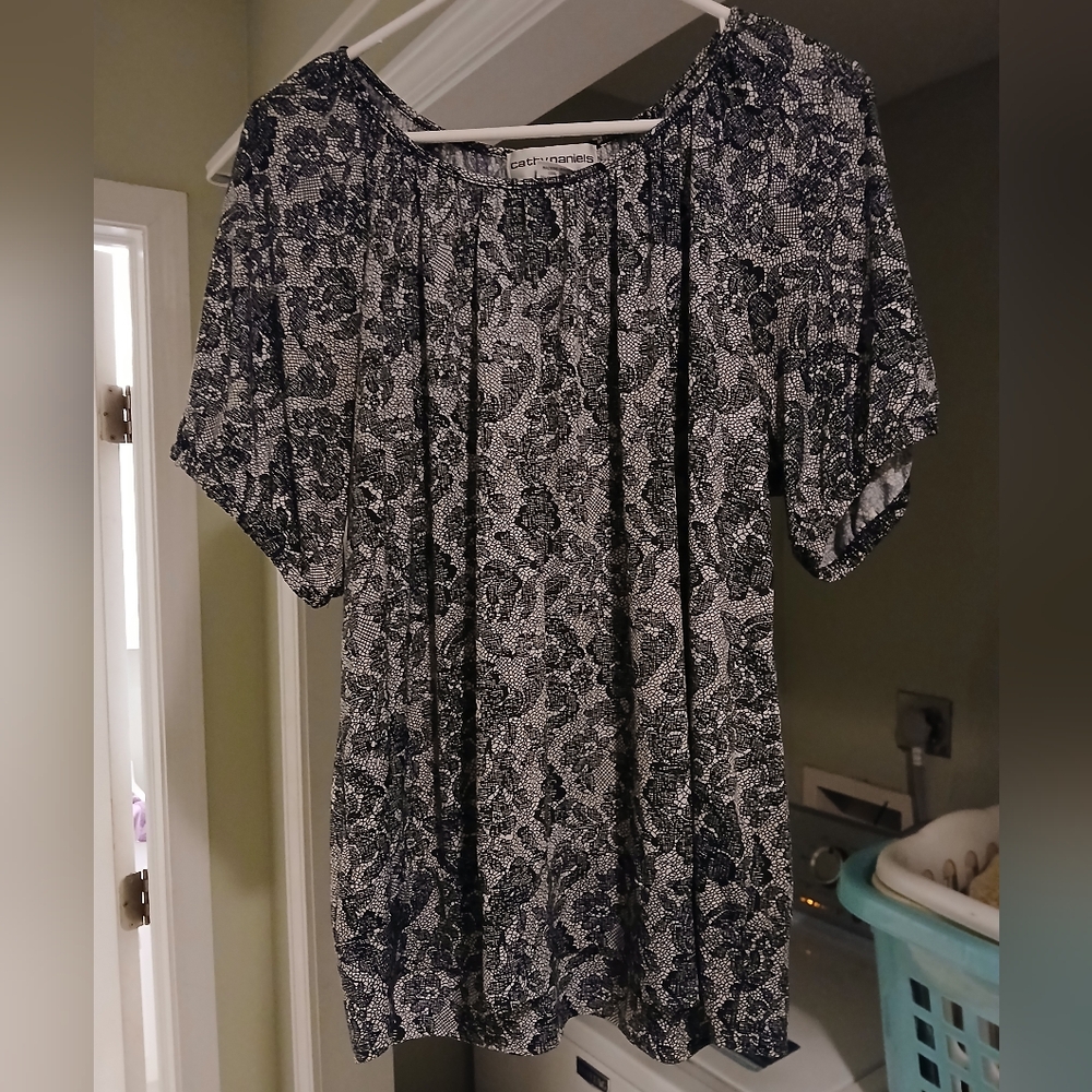 Cato Black and White Patterned Blouse